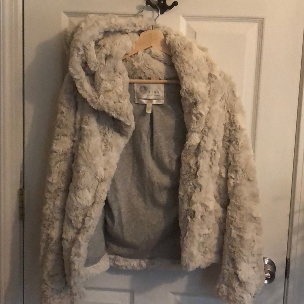 Anthropologie faux fur flannel lined jacket S